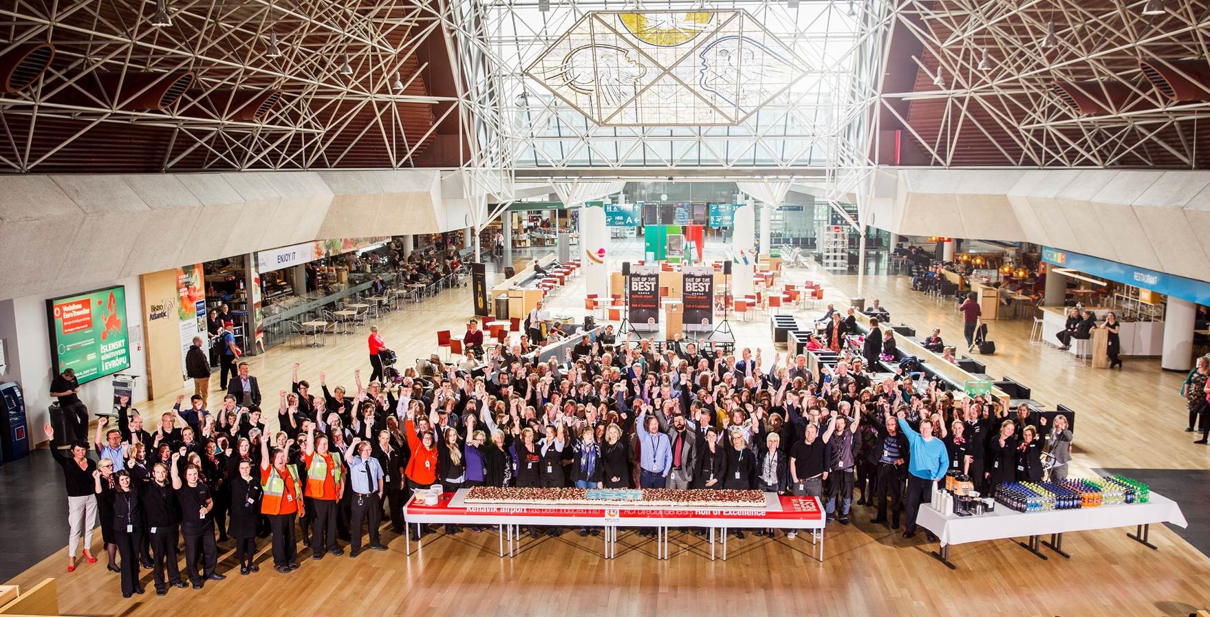 Airport Staff celebrate the induction of Keflavik International with the best in the world